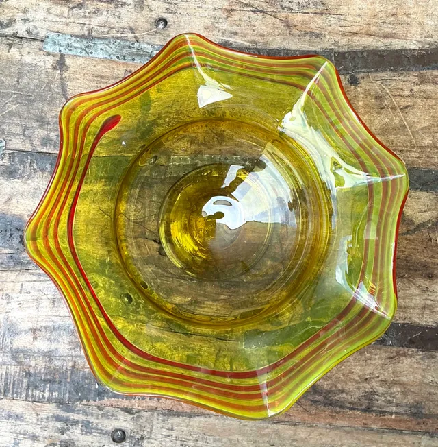 Vintage Striped Murano-Style Glass Centerpiece Bowl — additional photo 7