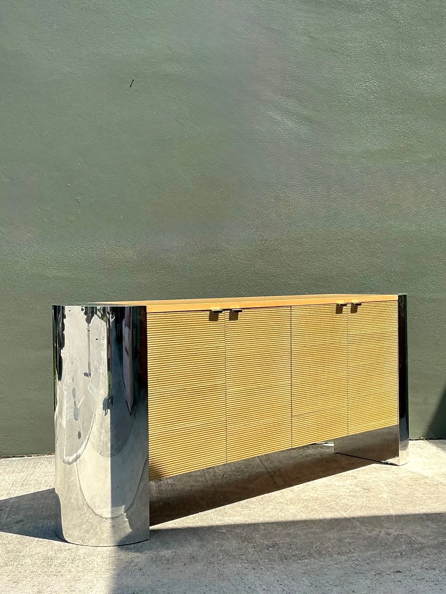 Vintage Polished Chrome and Wood Sideboard — additional photo 5