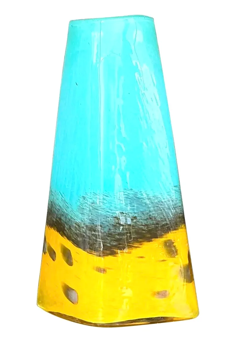 Vintage Boho Art Glass Vase - Glass, 7W x 12H — additional photo 4
