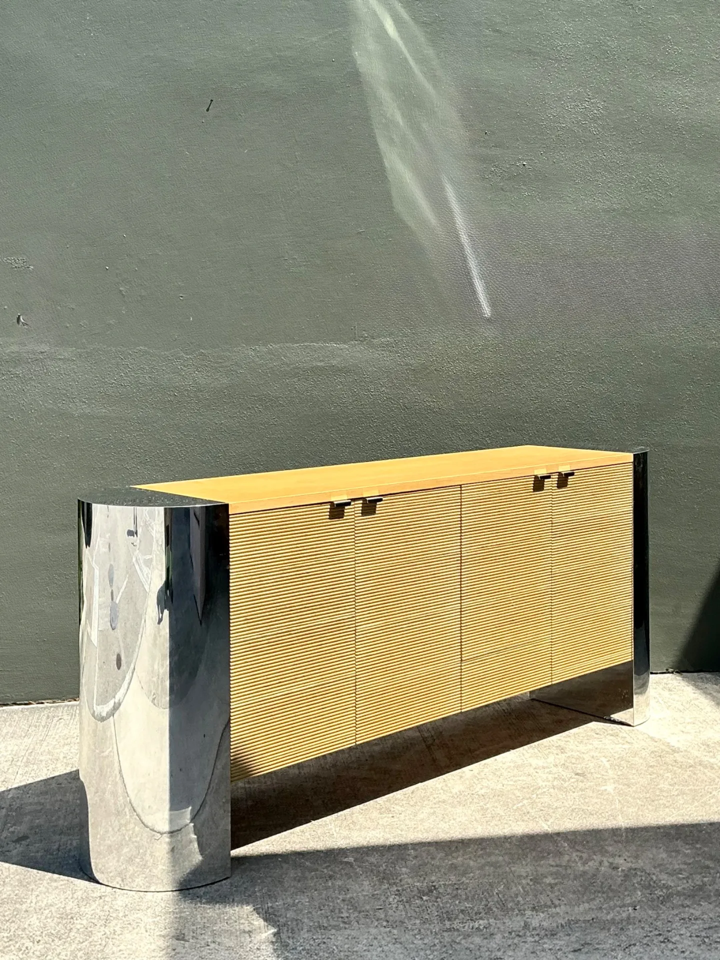 Vintage Polished Chrome and Wood Sideboard — additional photo 2