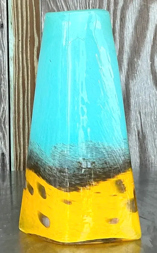 Vintage Boho Art Glass Vase - Glass, 7W x 12H — additional photo 8