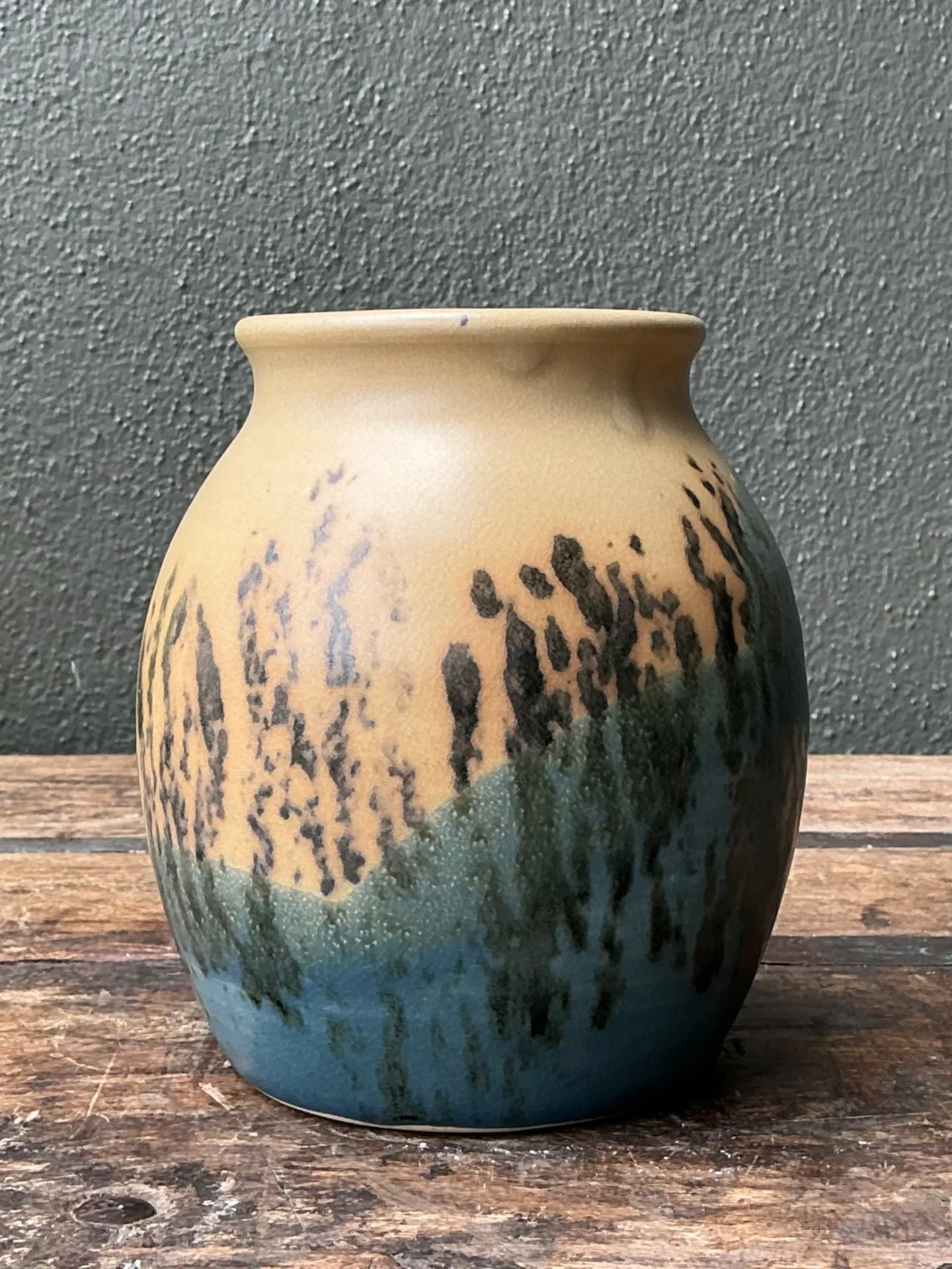 Vintage Studio Pottery Glazed Ceramic Vase - Blue, 5W x 6H — additional photo 4
