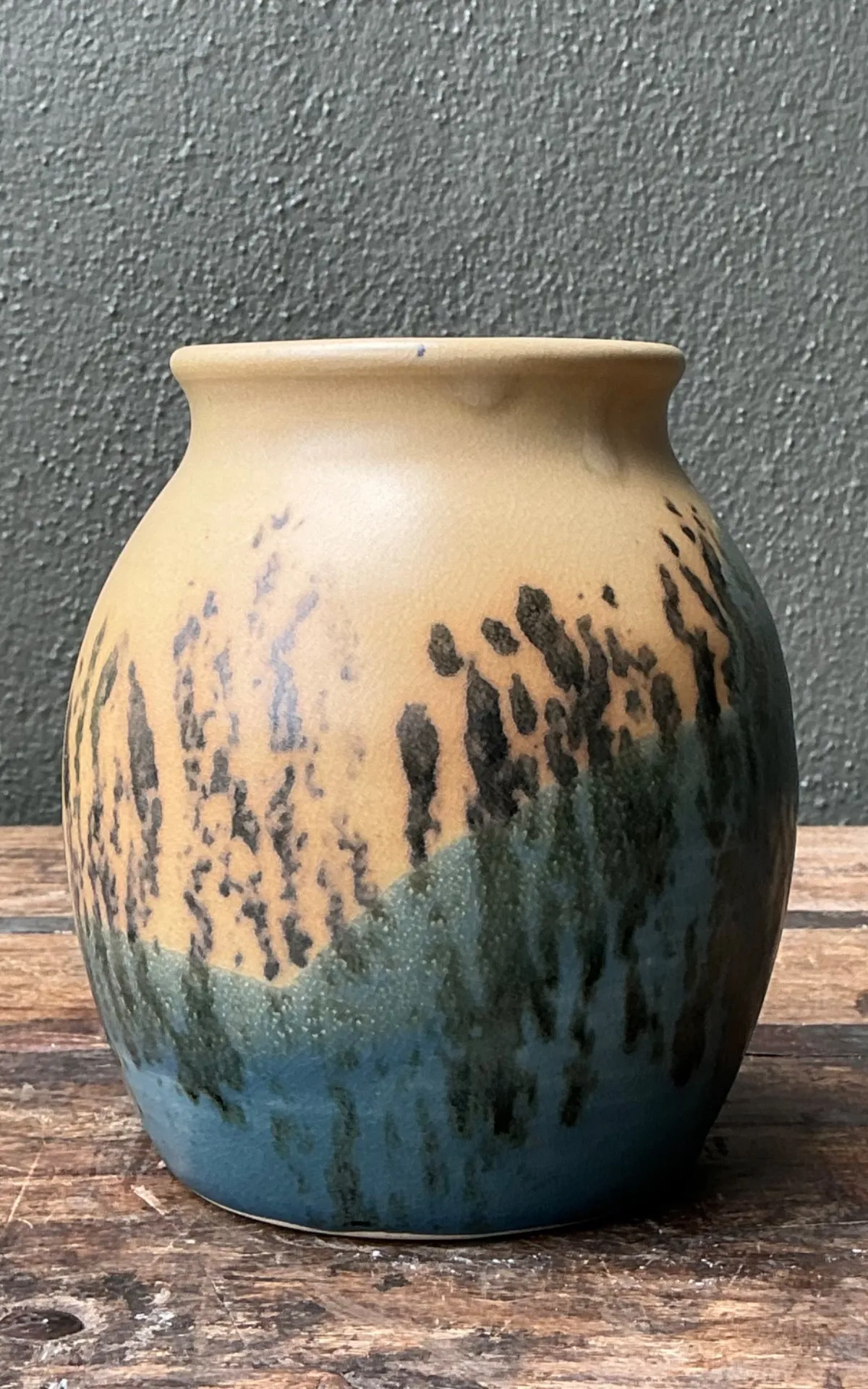 Vintage Studio Pottery Glazed Ceramic Vase - Blue, 5W x 6H — additional photo 4