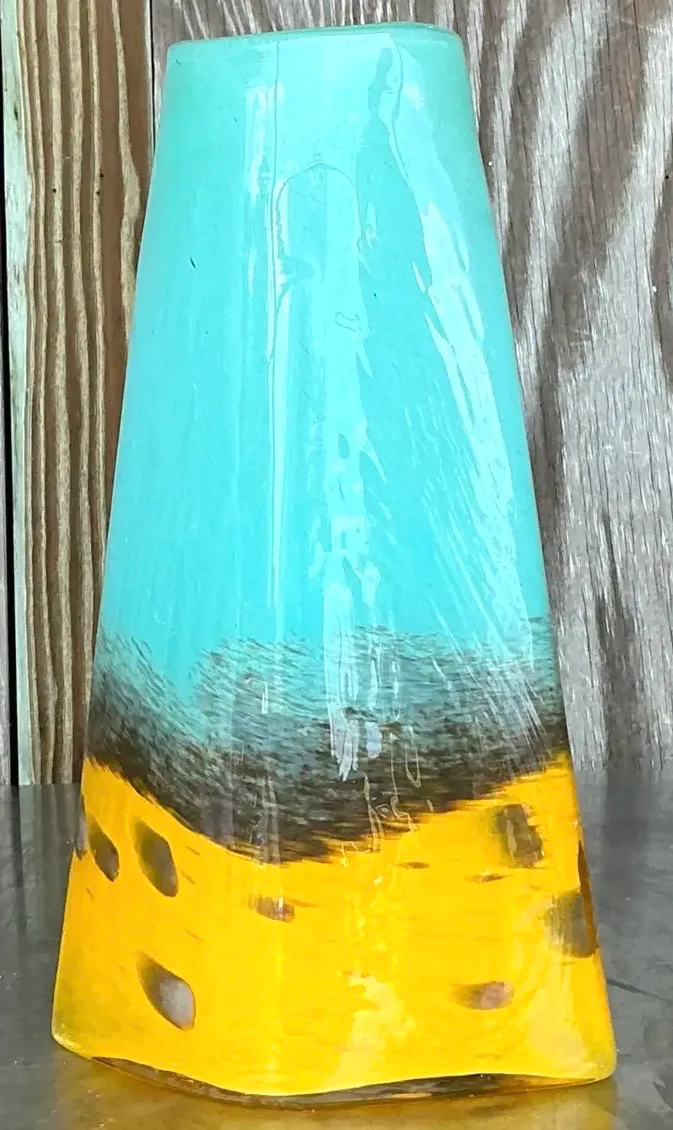 Vintage Boho Art Glass Vase - Glass, 7W x 12H — additional photo 3