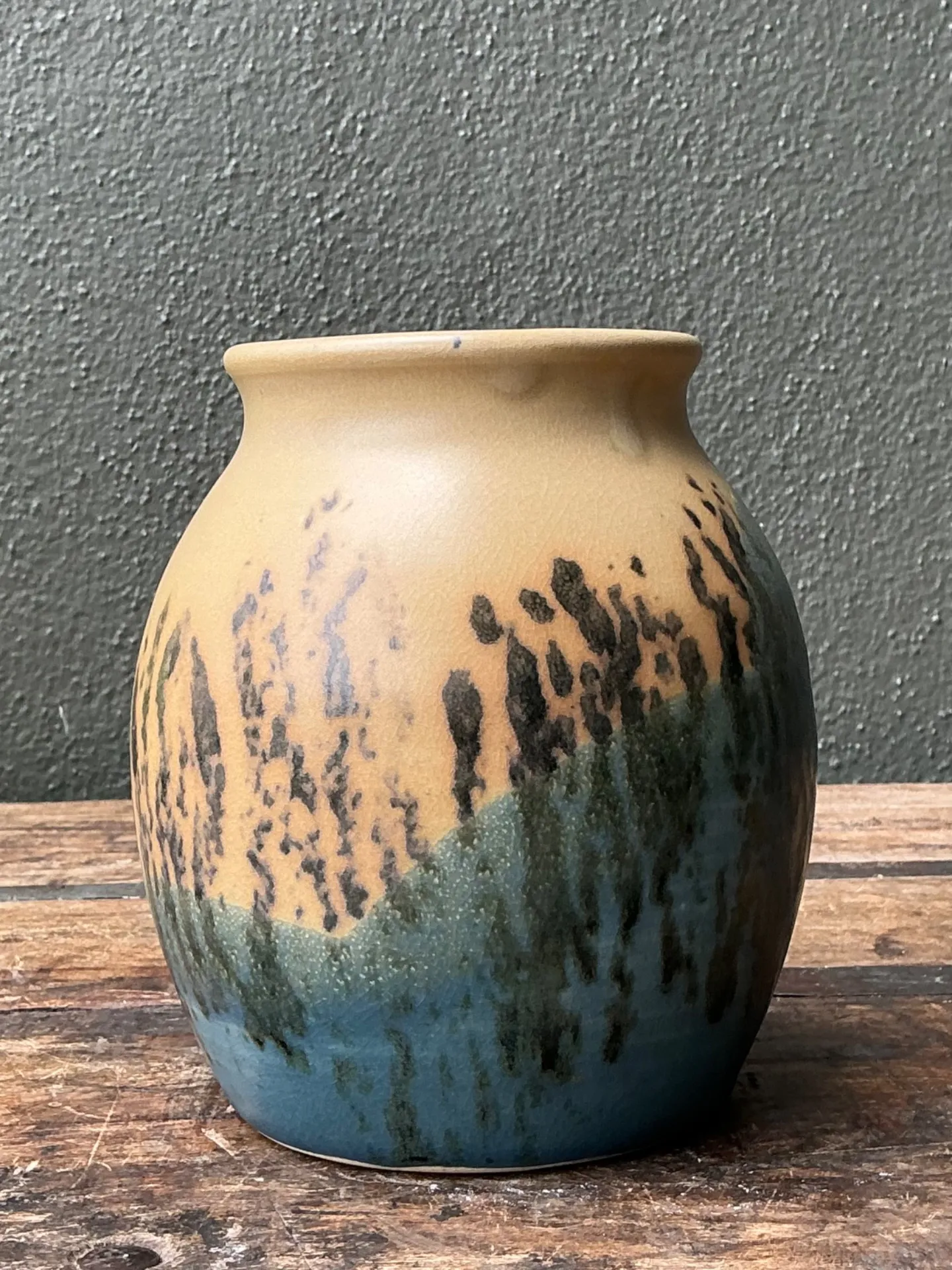 Vintage Studio Pottery Glazed Ceramic Vase - Blue, 5W x 6H — additional photo 5