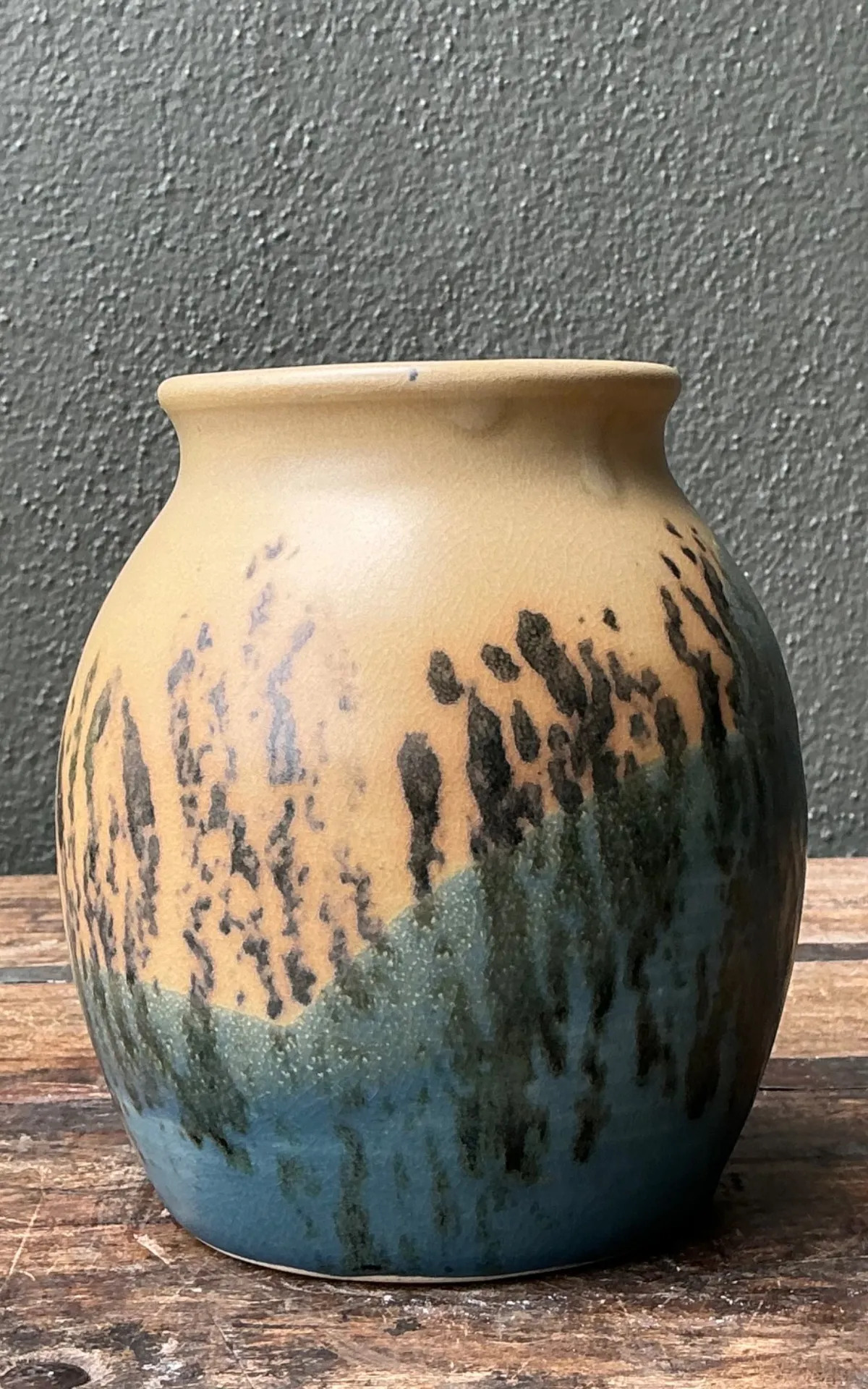 Vintage Studio Pottery Glazed Ceramic Vase - Blue, 5W x 6H — additional photo 5