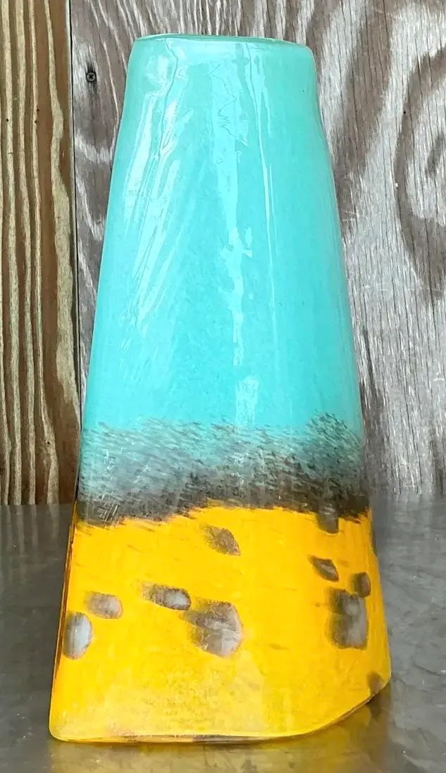 Vintage Boho Art Glass Vase - Glass, 7W x 12H — additional photo 7