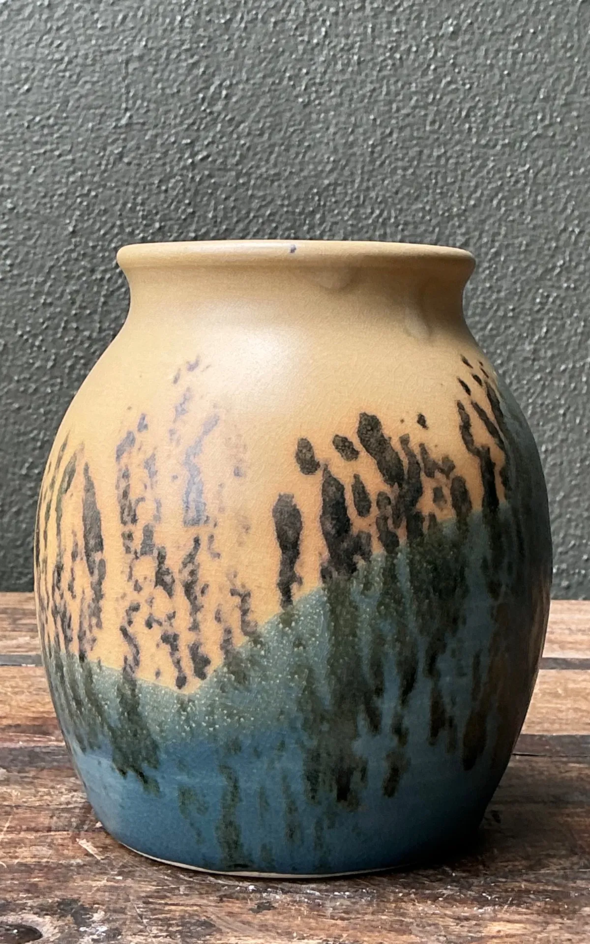 Vintage Studio Pottery Glazed Ceramic Vase - Blue, 5W x 6H — additional photo 8