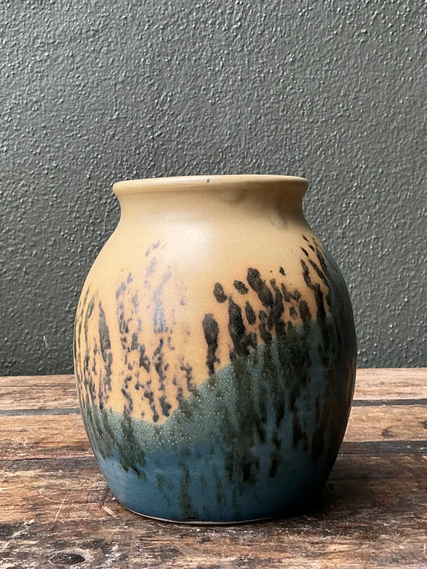 Vintage Studio Pottery Glazed Ceramic Vase - Blue, 5W x 6H — additional photo 7