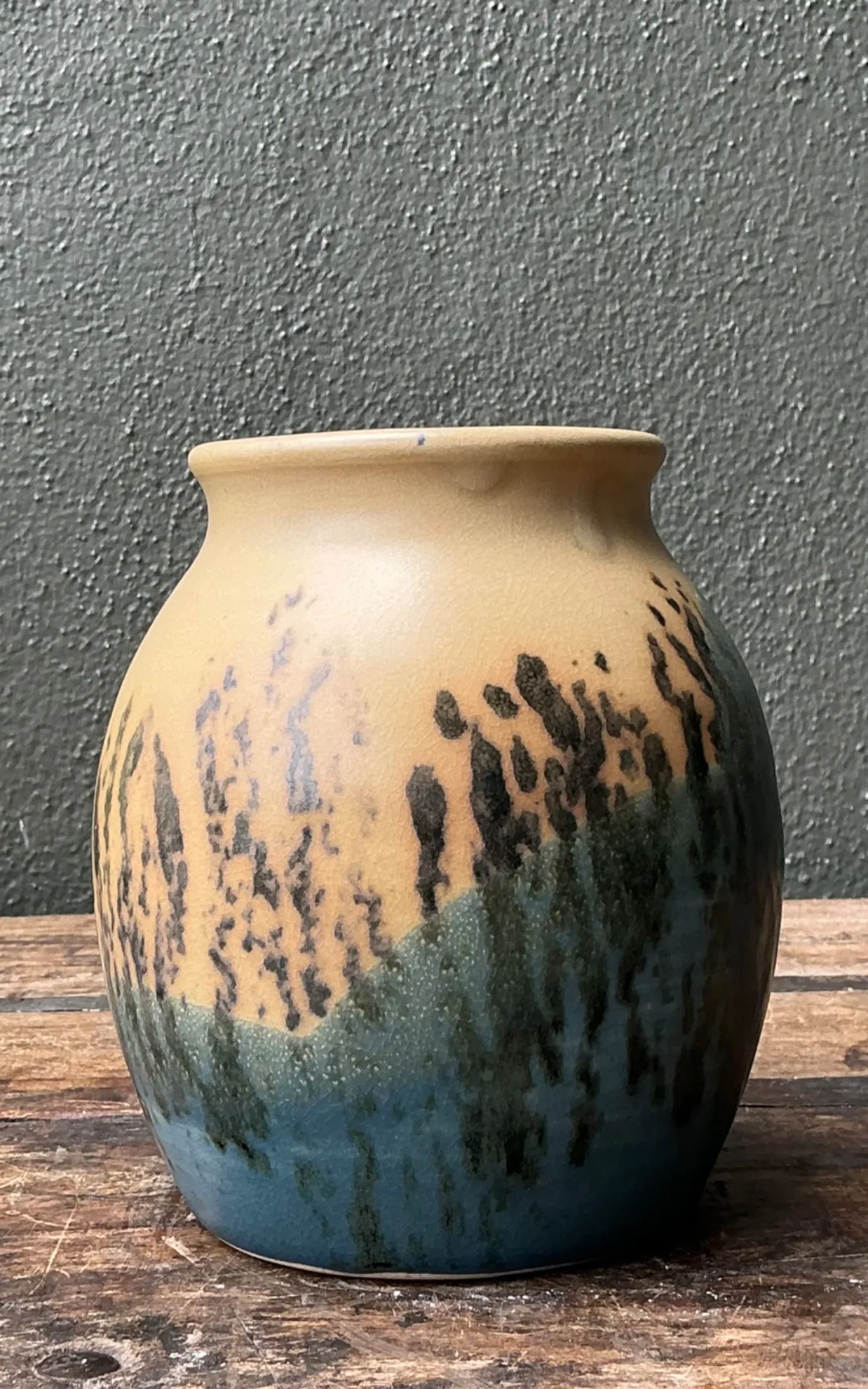 Vintage Studio Pottery Glazed Ceramic Vase - Blue, 5W x 6H — additional photo 7