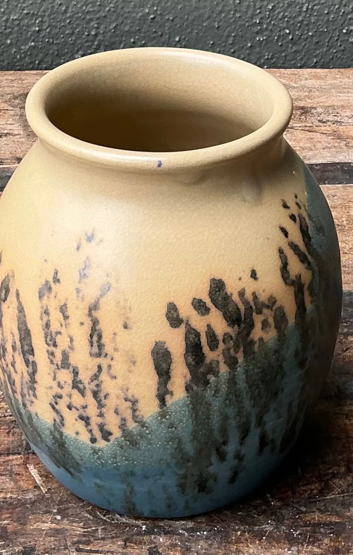 Vintage Studio Pottery Glazed Ceramic Vase - Blue, 5W x 6H — additional photo 1