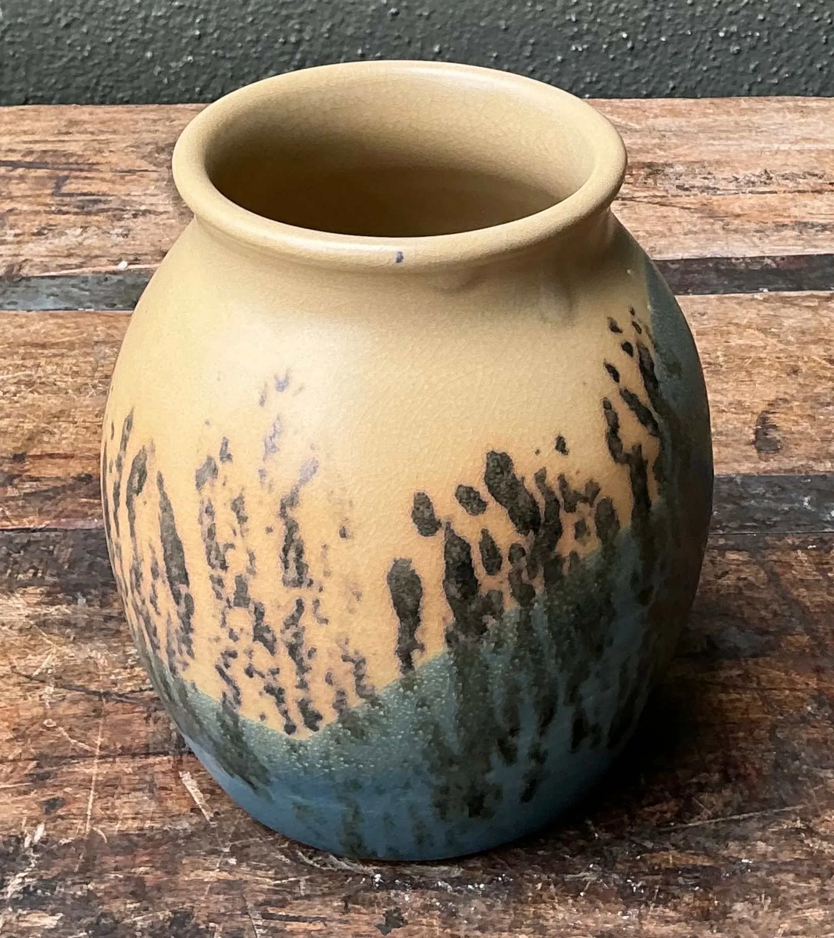 Vintage Studio Pottery Glazed Ceramic Vase - Blue, 5W x 6H — additional photo 2