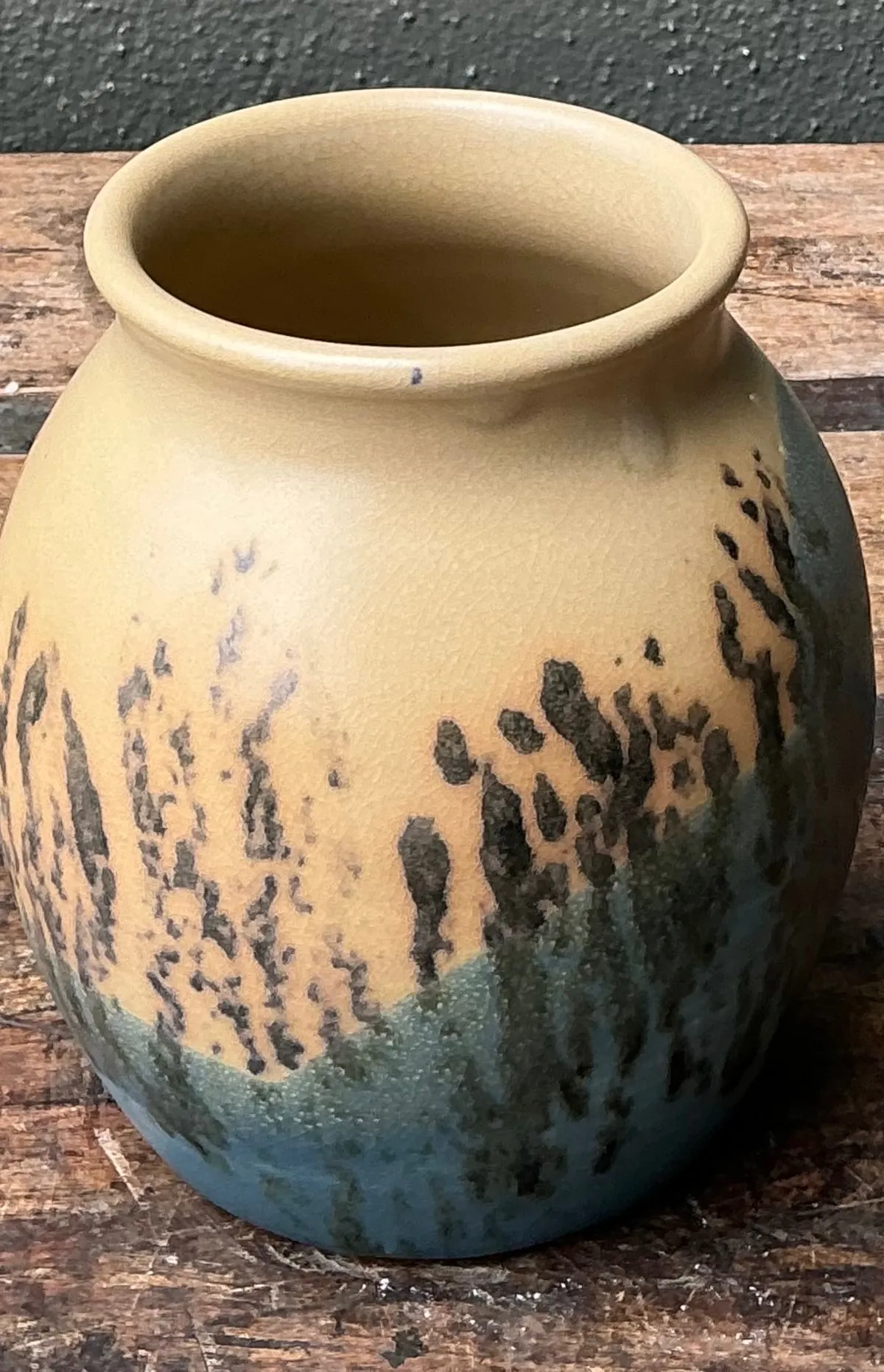 Vintage Studio Pottery Glazed Ceramic Vase - Blue, 5W x 6H — additional photo 2