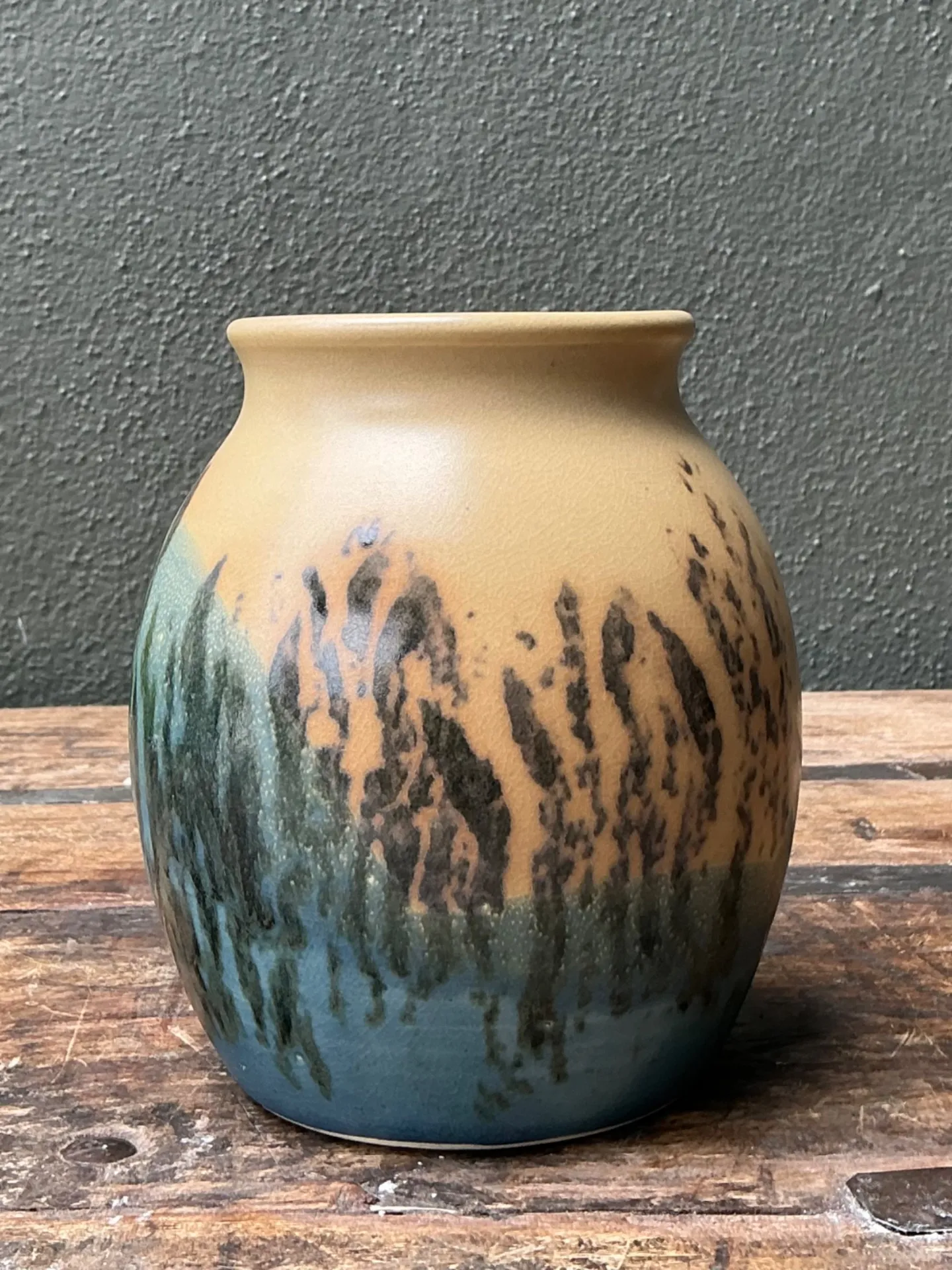 Vintage Studio Pottery Glazed Ceramic Vase - Blue, 5W x 6H — additional photo 6