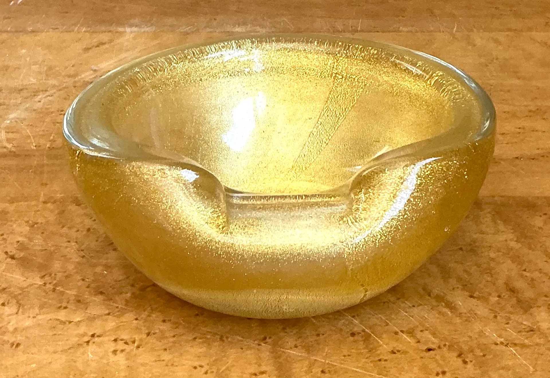 Vintage Murano Gold Flecked Glass Bowl — additional photo 1