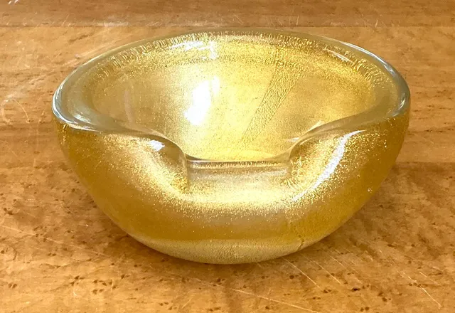 Vintage Murano Gold Flecked Glass Bowl — additional photo 1
