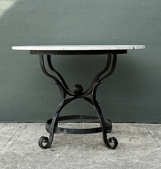 Vintage Wrought Iron Dining Table With Stone Top — additional photo 6