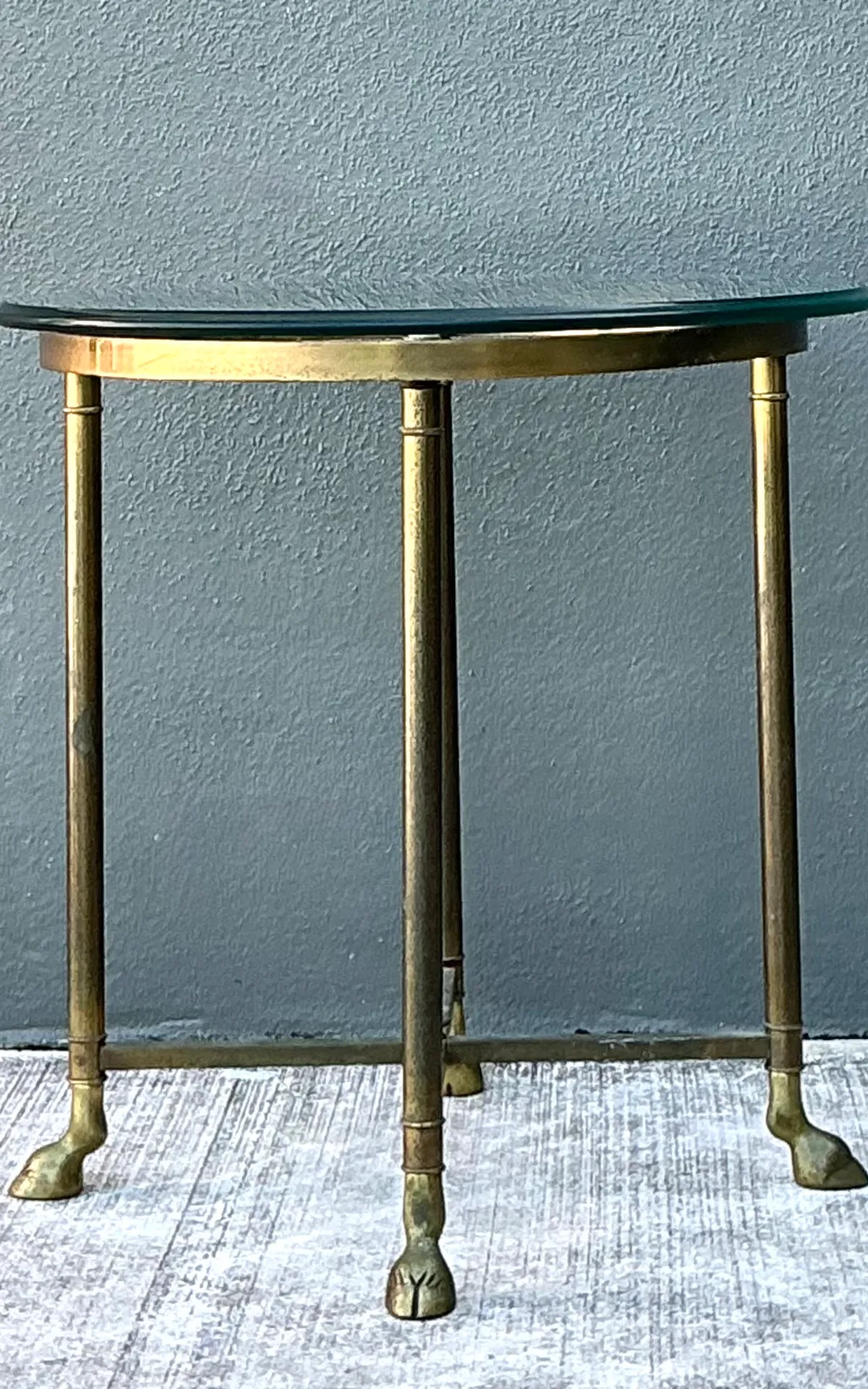 Vintage Brass and Glass Hoof Footed Side Table — additional photo 4