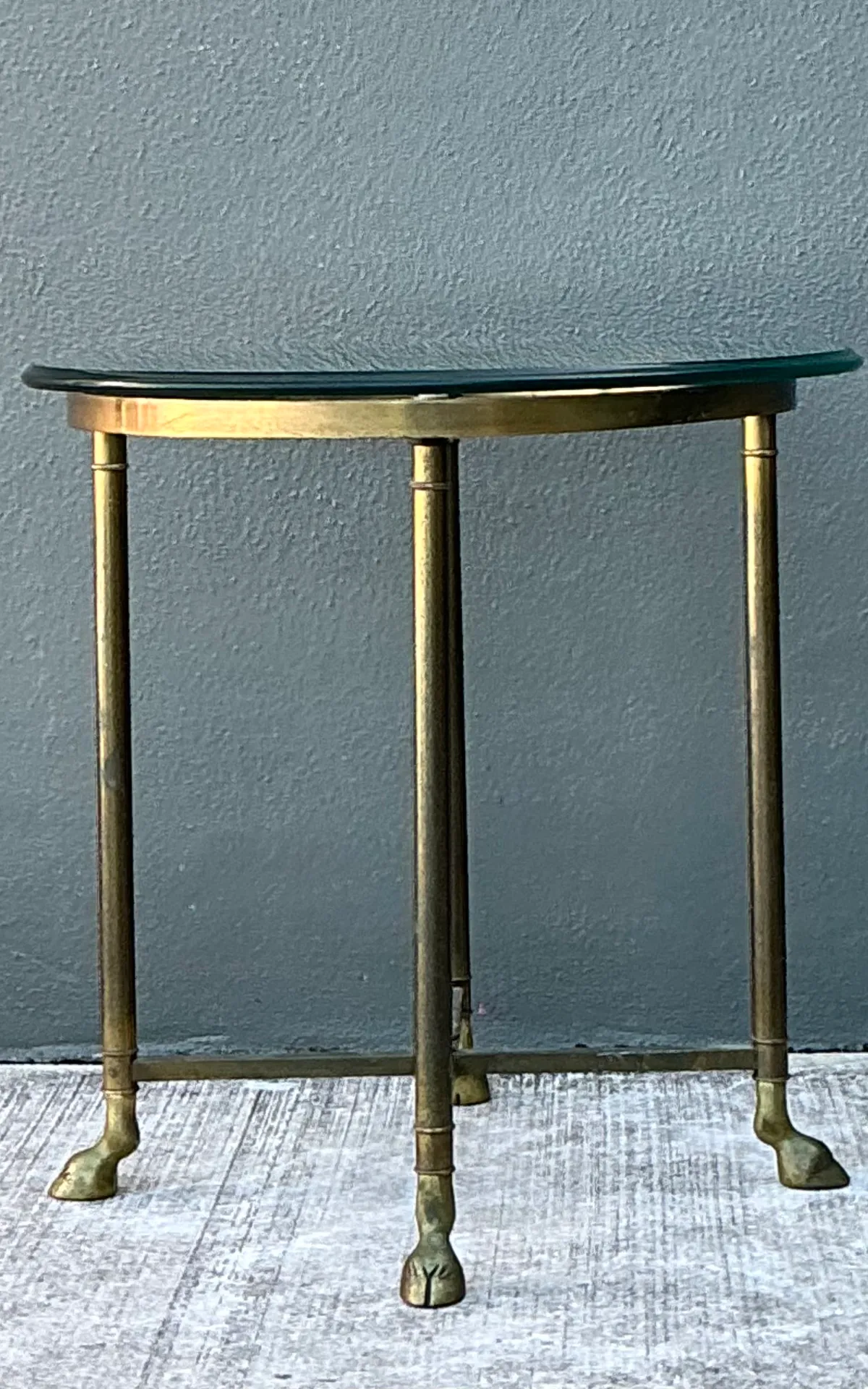 Vintage Brass and Glass Hoof Footed Side Table — additional photo 6