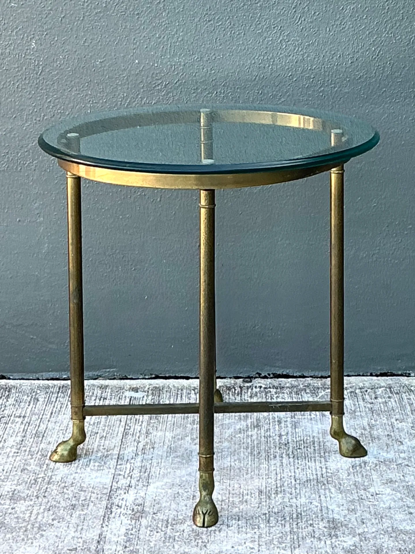 Vintage Brass and Glass Hoof Footed Side Table — additional photo 5