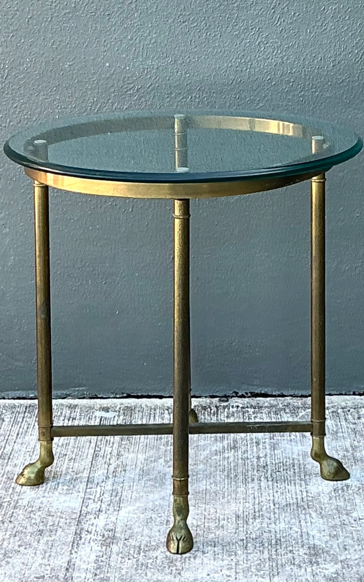 Vintage Brass and Glass Hoof Footed Side Table — additional photo 5