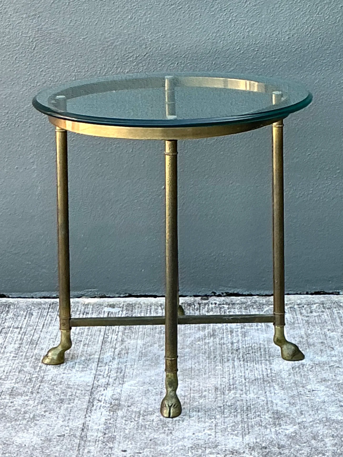 Vintage Brass and Glass Hoof Footed Side Table — additional photo 8
