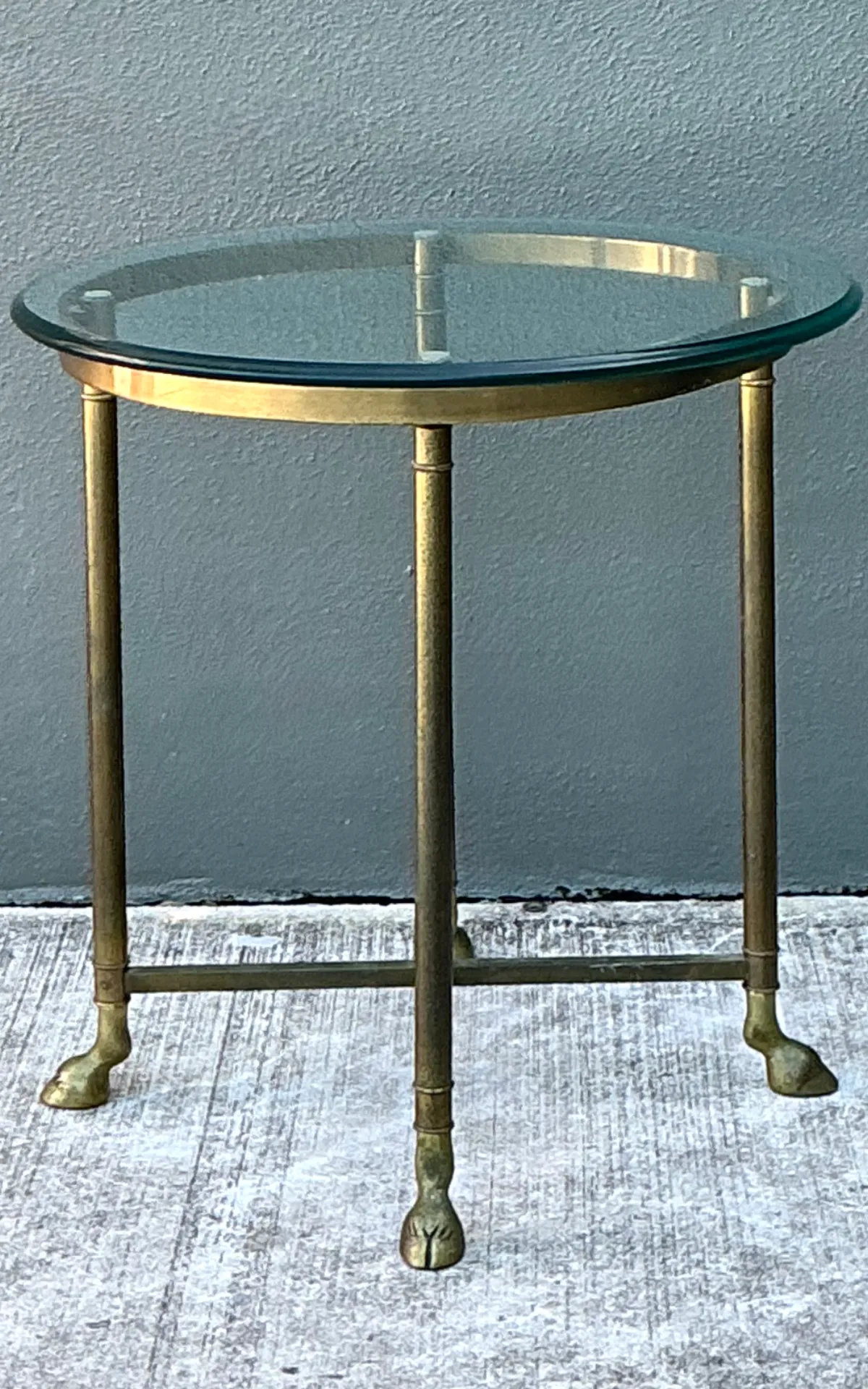 Vintage Brass and Glass Hoof Footed Side Table — additional photo 8