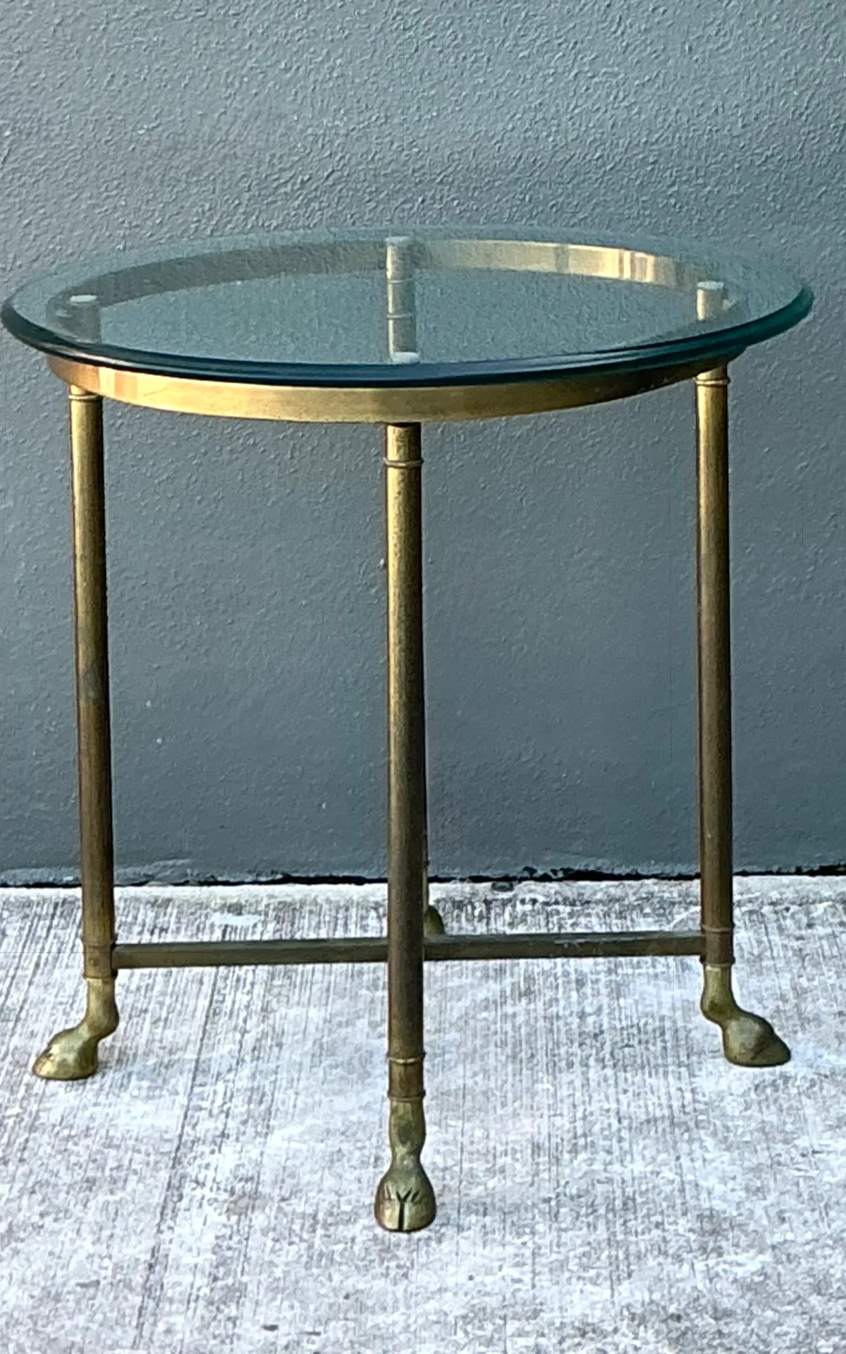 Vintage Brass and Glass Hoof Footed Side Table — additional photo 3