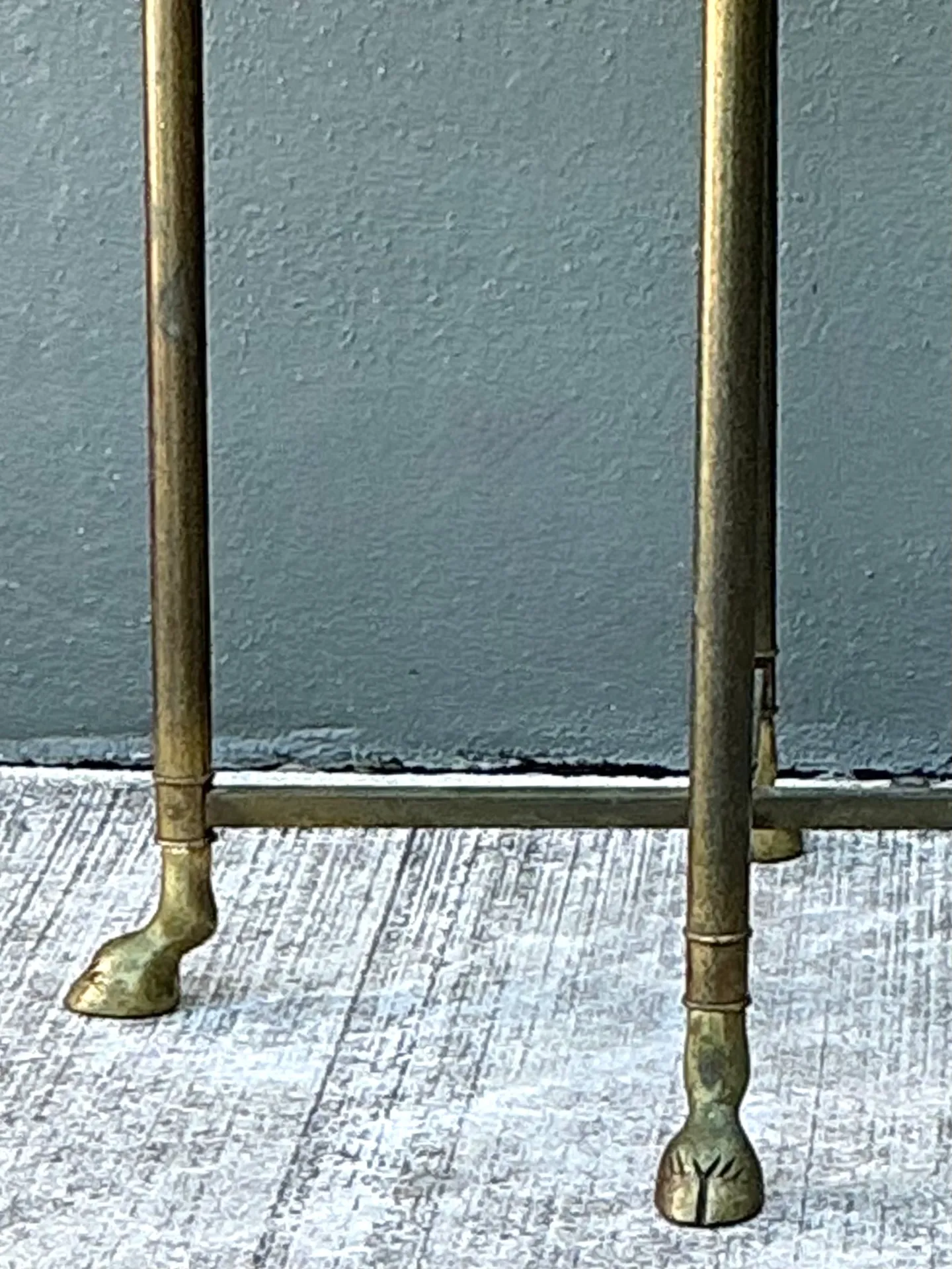 Vintage Brass and Glass Hoof Footed Side Table — additional photo 7