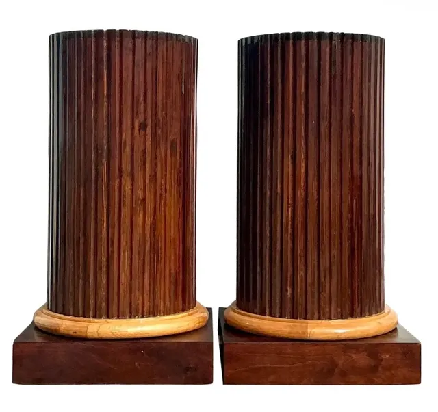 Vintage Boho Fluted Column Pedestals - a Pair — additional photo 7