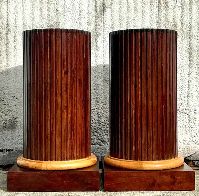Vintage Boho Fluted Column Pedestals - a Pair — additional photo 3