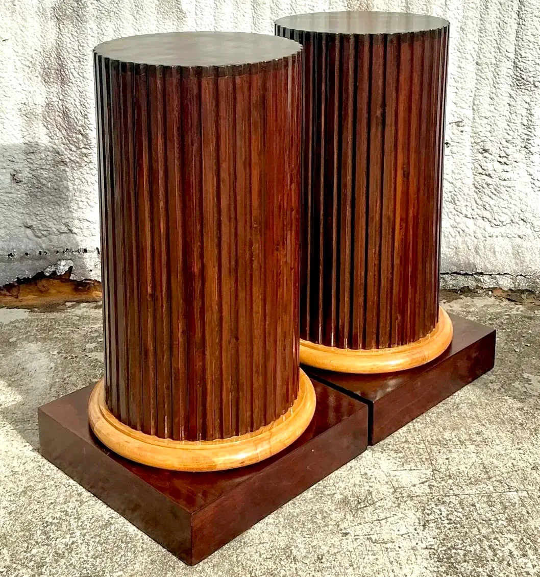 Vintage Boho Fluted Column Pedestals - a Pair — additional photo 5