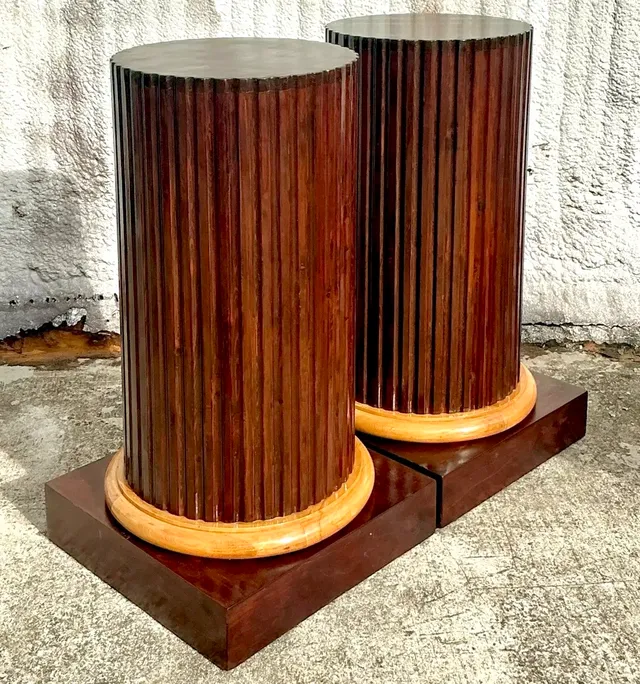 Vintage Boho Fluted Column Pedestals - a Pair — additional photo 5