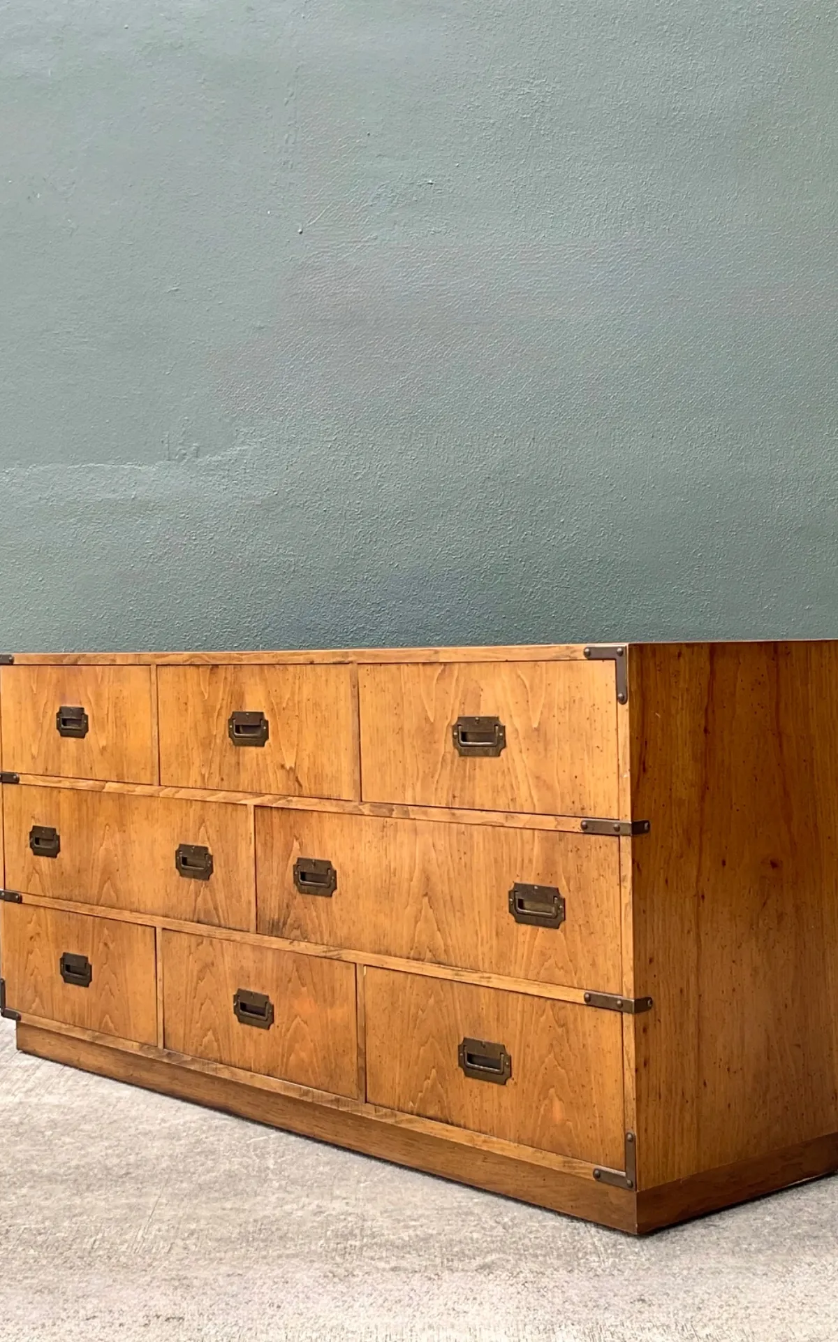 Vintage Brass Accented Campaign Dresser — additional photo 7