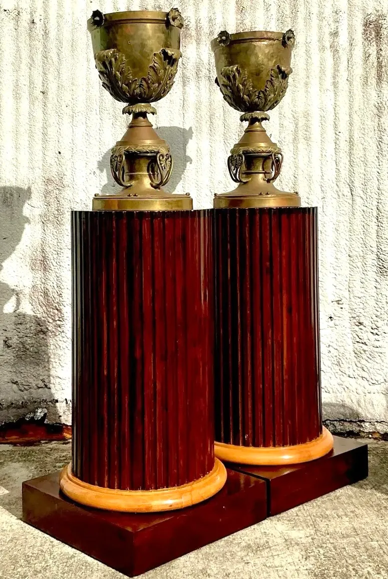 Vintage Boho Fluted Column Pedestals - a Pair — additional photo 8