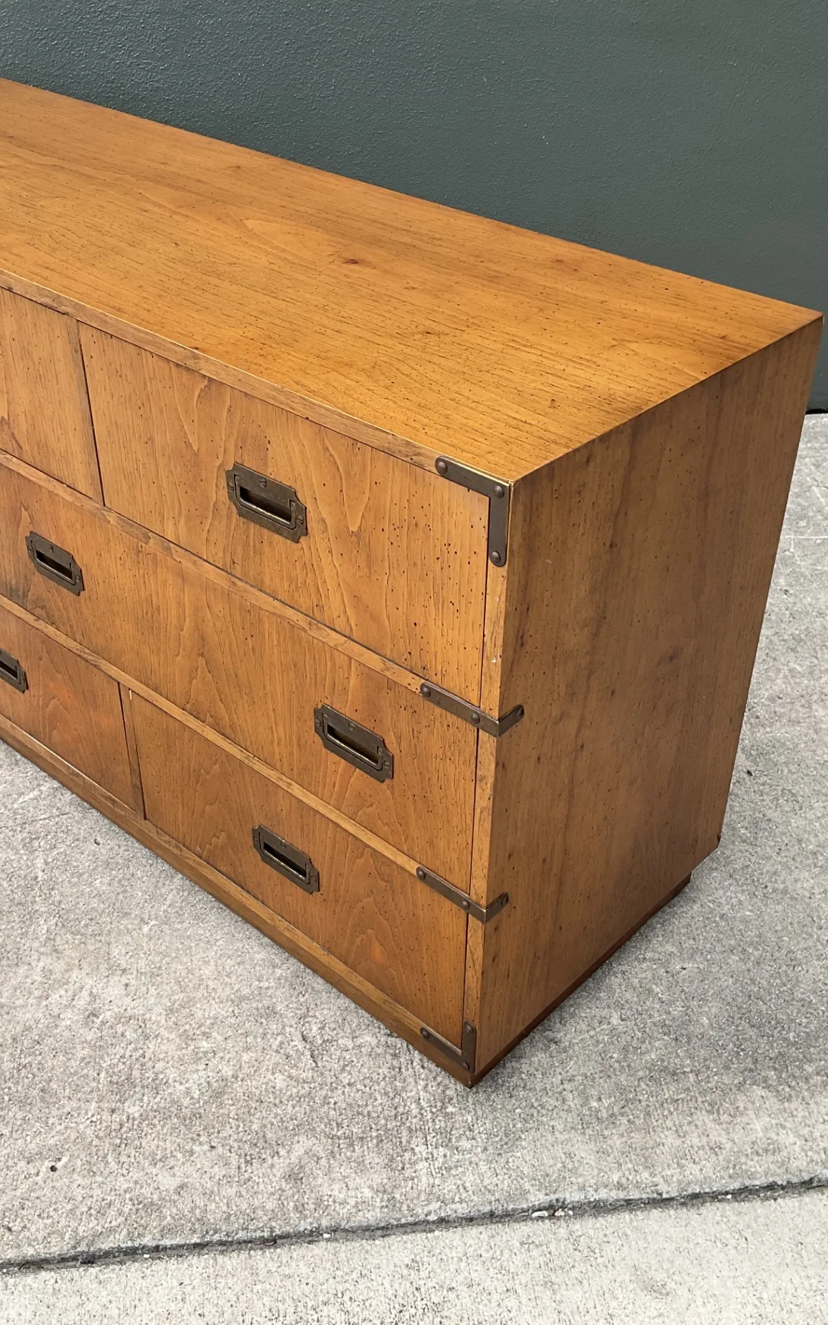 Vintage Brass Accented Campaign Dresser — additional photo 8
