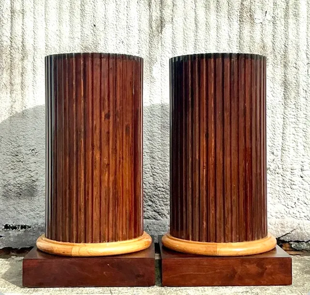 Vintage Boho Fluted Column Pedestals - a Pair — additional photo 6