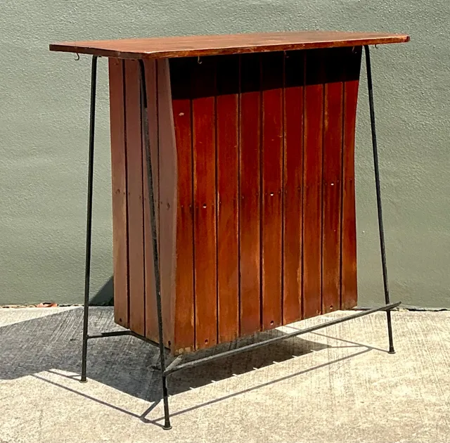 Vintage Mid-Century Modern Wood Bar — additional photo 6