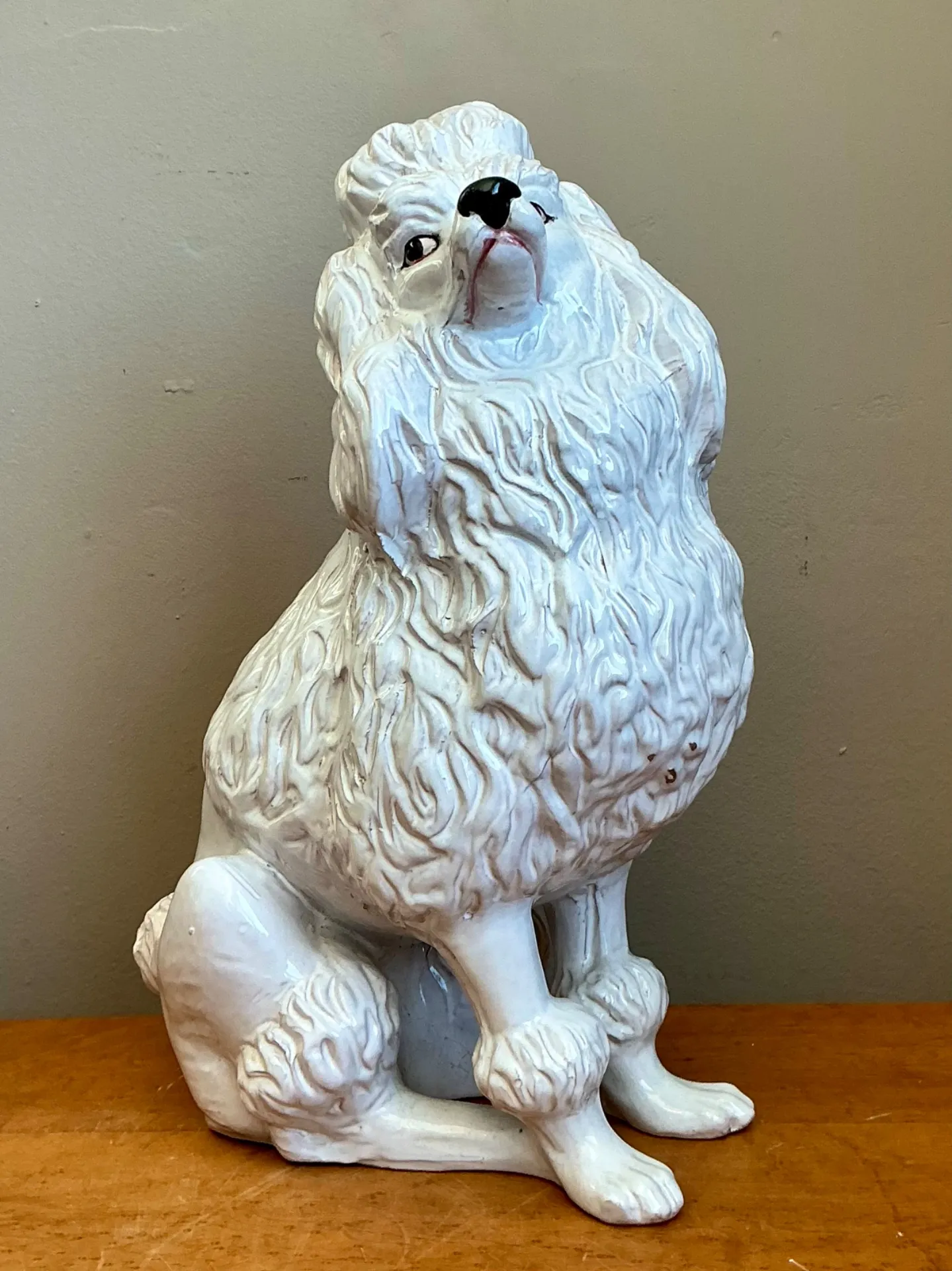 Vintage Italian White Ceramic Poodle Sculpture — additional photo 7