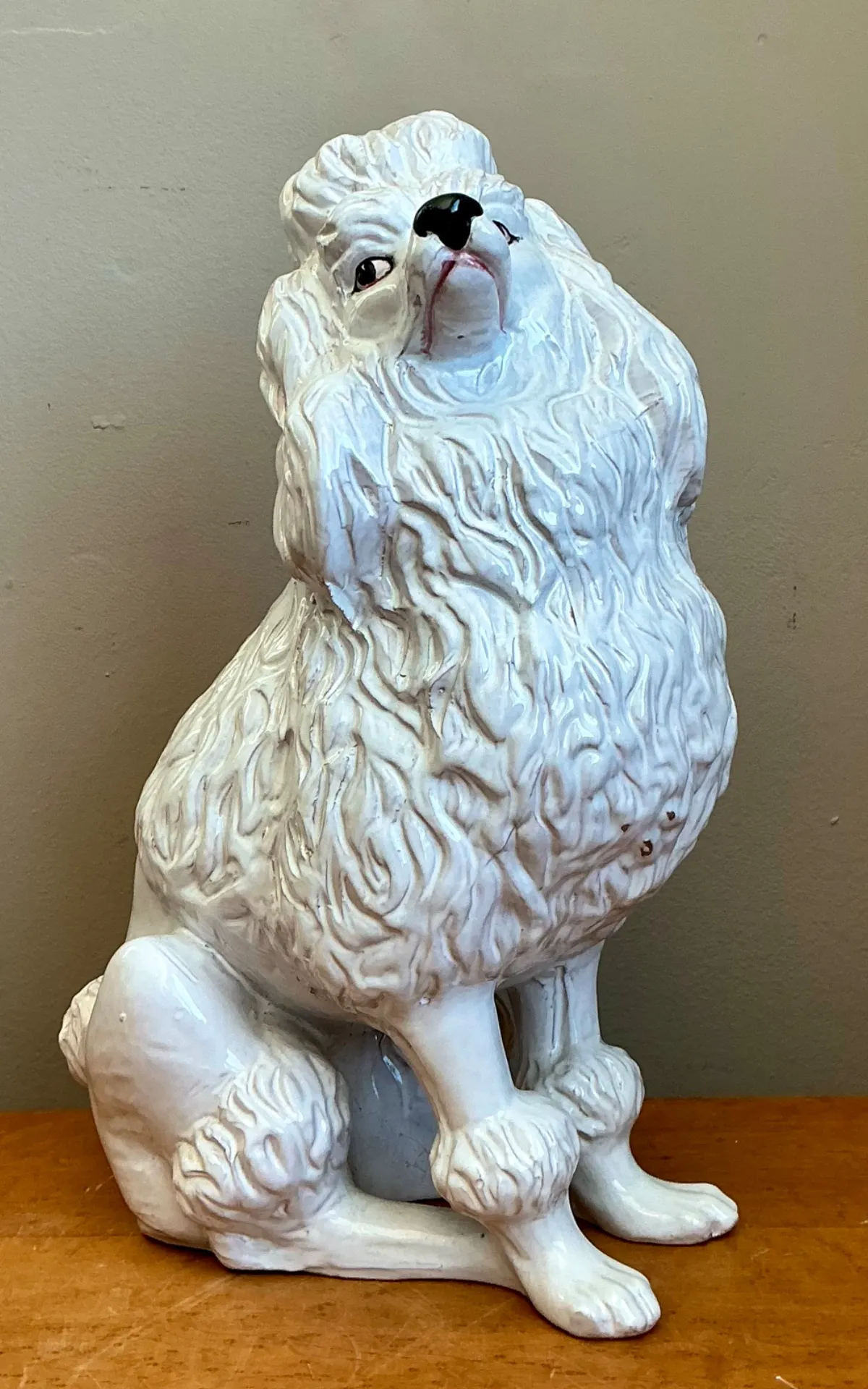 Vintage Italian White Ceramic Poodle Sculpture — additional photo 7