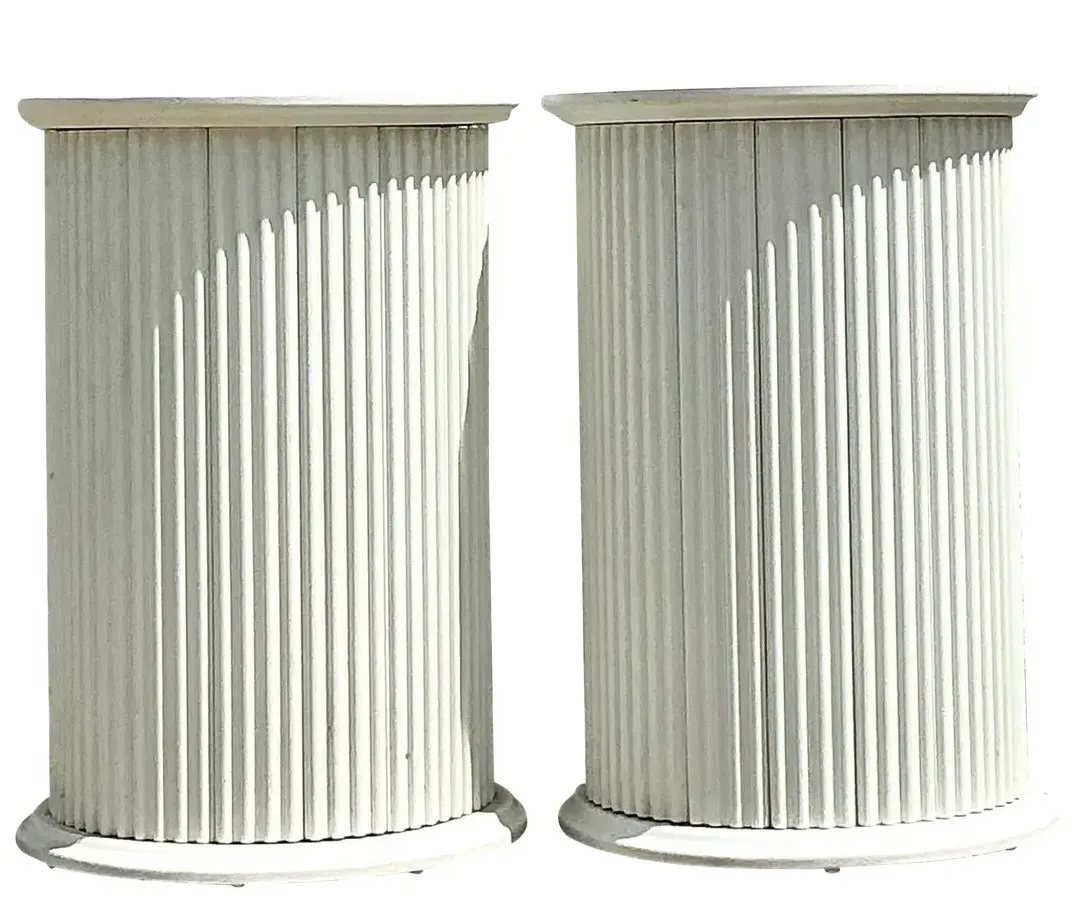 Vintage Boho Fluted Column Pedestals - a Pair - Oil Paint, 19.5W x 28.75H — additional photo 8