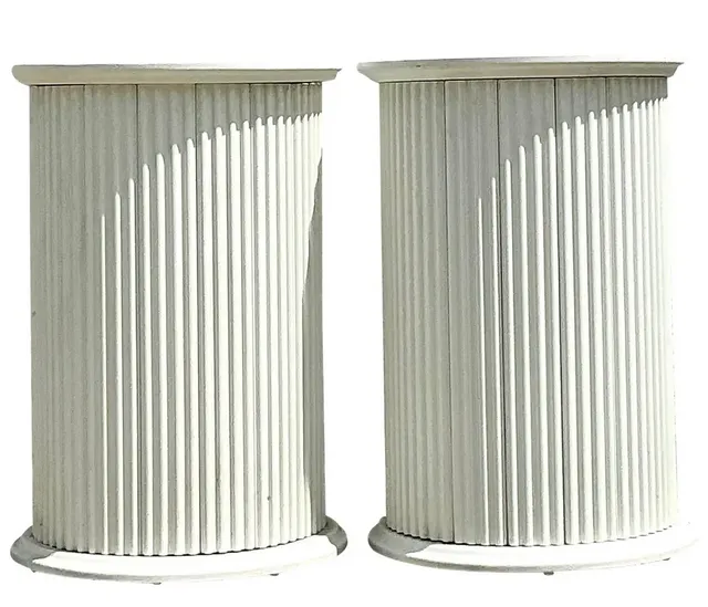 Vintage Boho Fluted Column Pedestals - a Pair - Oil Paint, 19.5W x 28.75H — additional photo 8