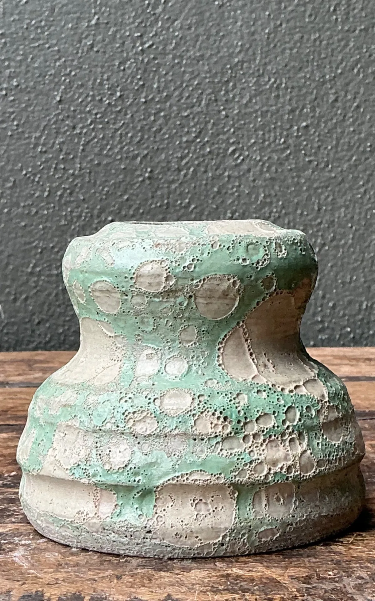 Vintage Textured Green Ceramic Vase — additional photo 4