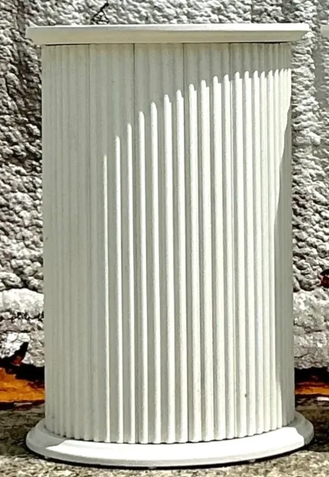 Vintage Boho Fluted Column Pedestals - a Pair - Oil Paint, 19.5W x 28.75H — additional photo 2