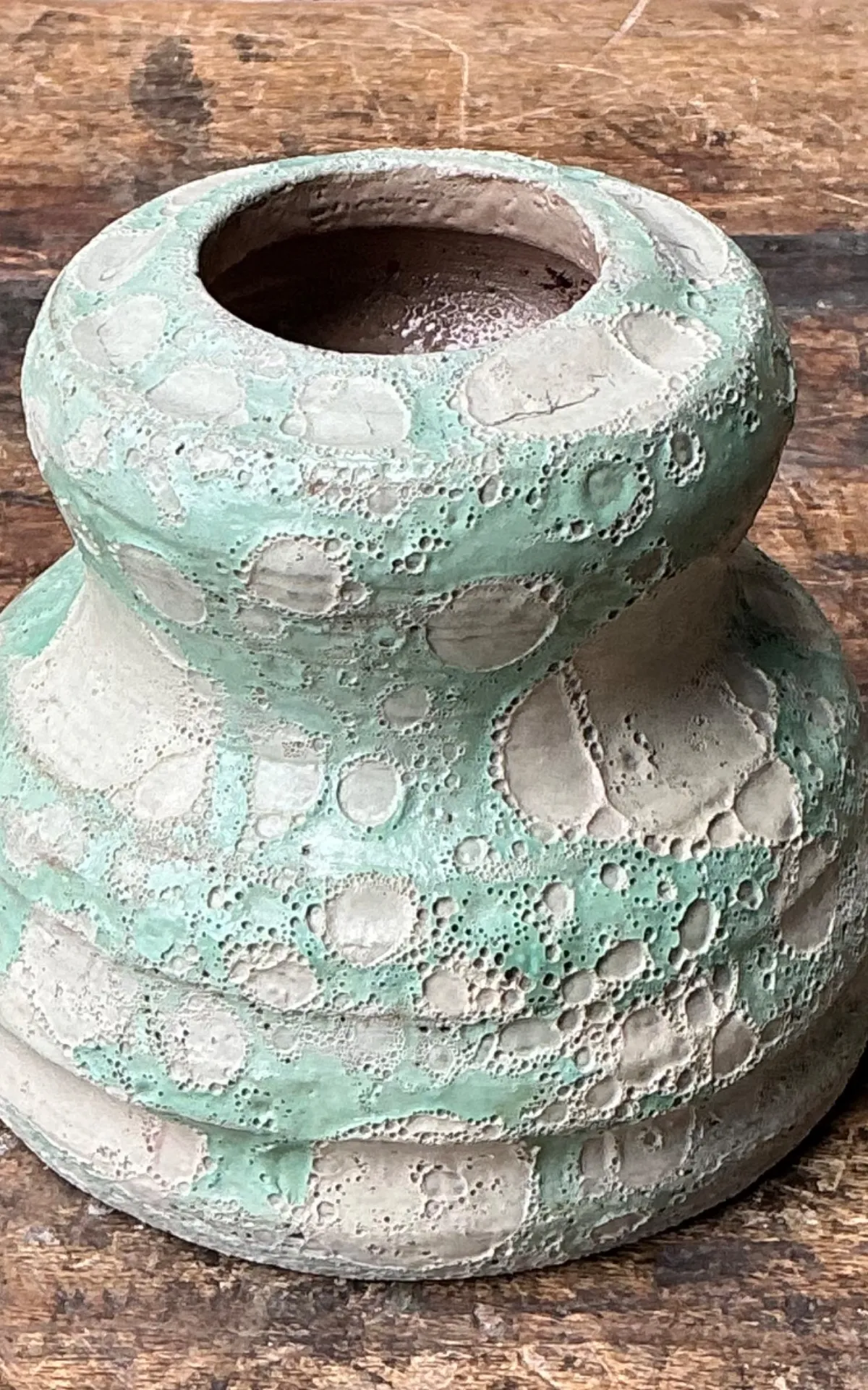 Vintage Textured Green Ceramic Vase — additional photo 7