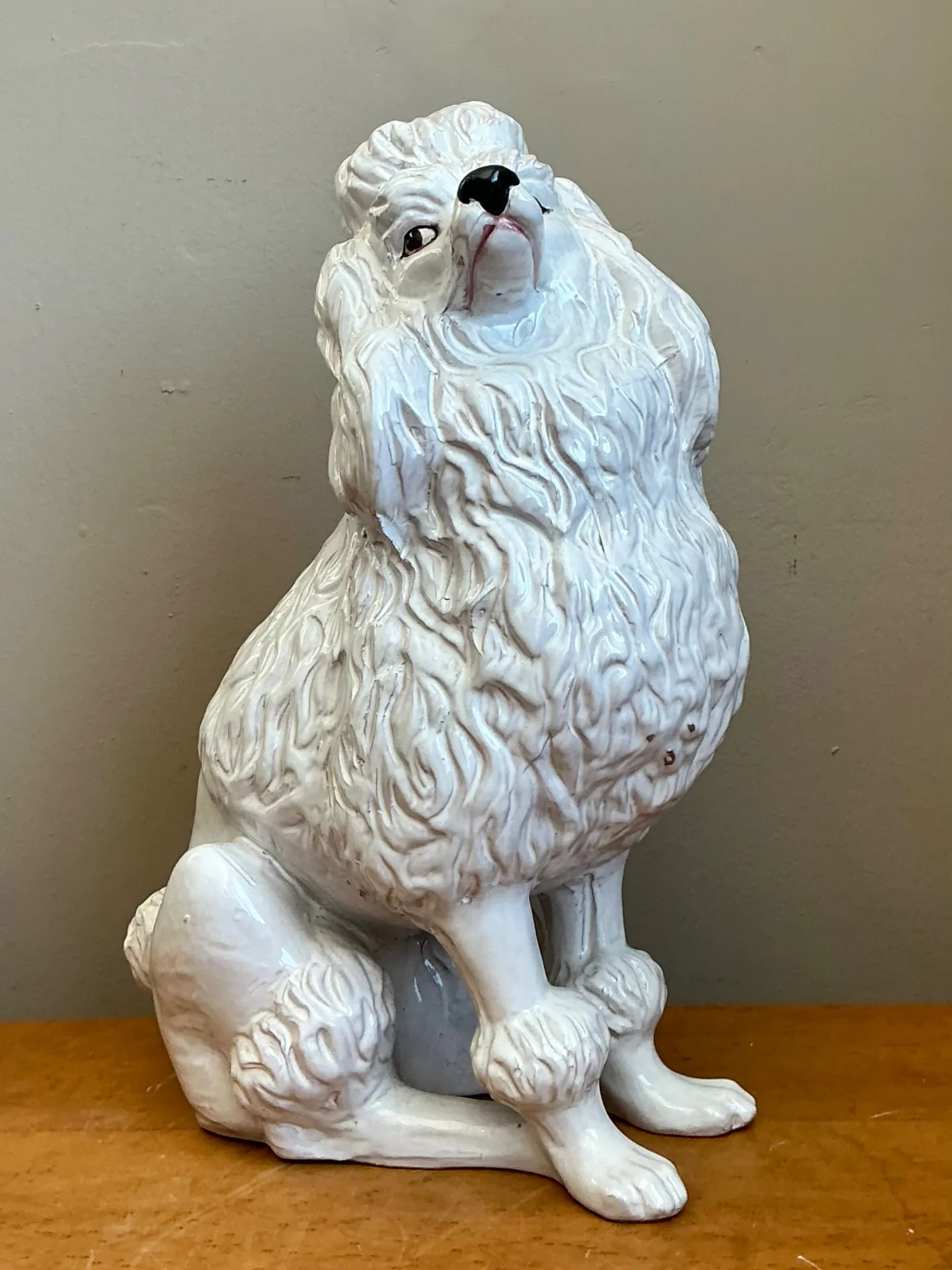 Vintage Italian White Ceramic Poodle Sculpture — additional photo 3