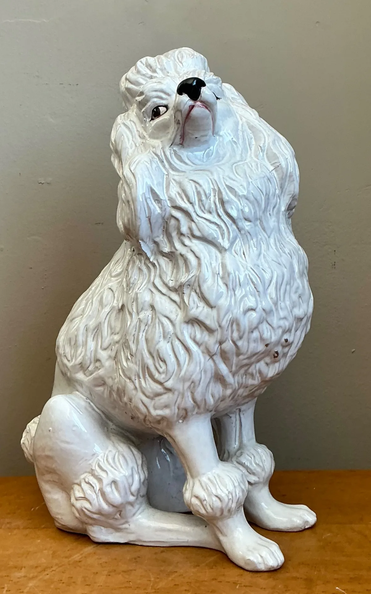 Vintage Italian White Ceramic Poodle Sculpture — additional photo 3