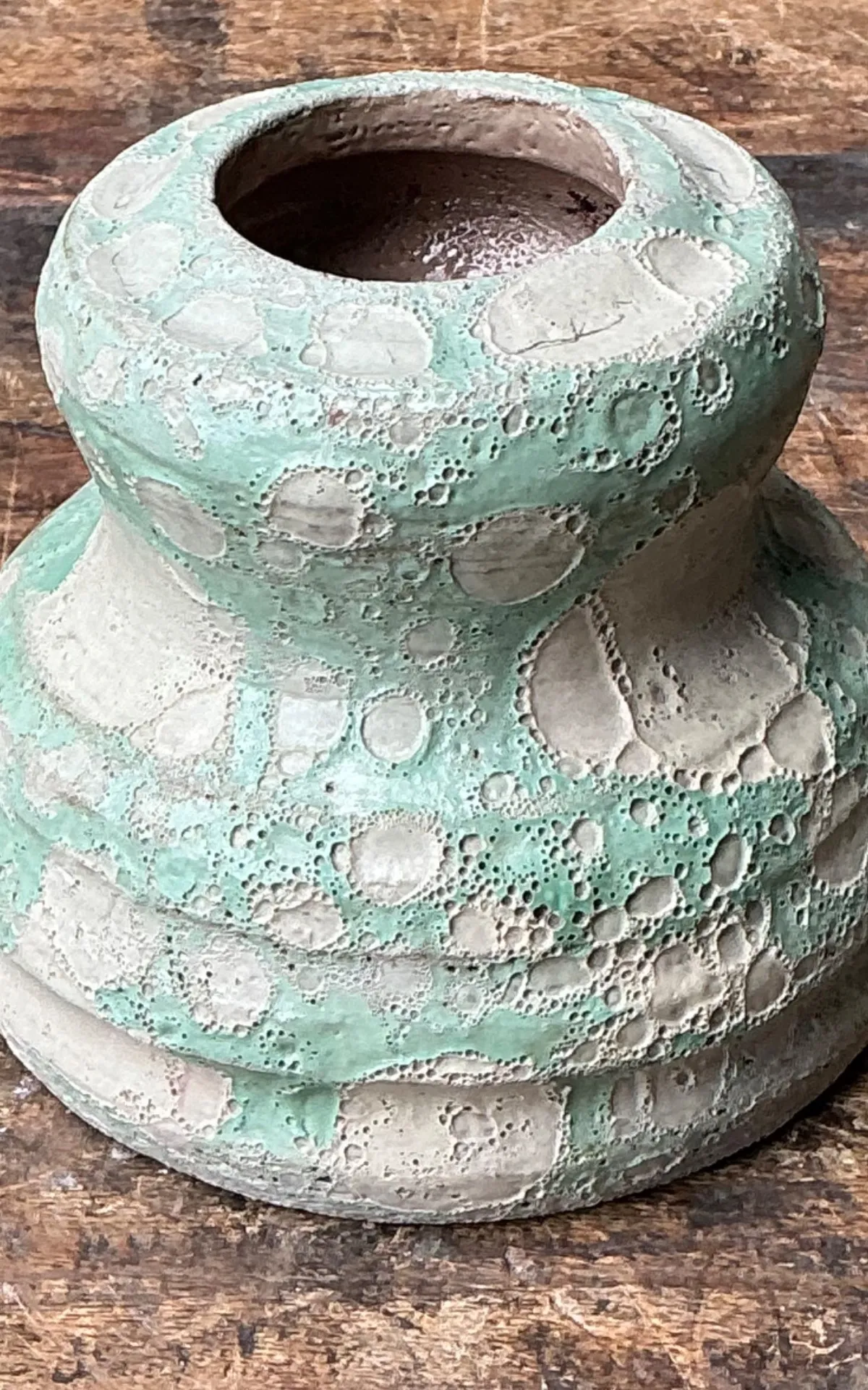 Vintage Textured Green Ceramic Vase — additional photo 5