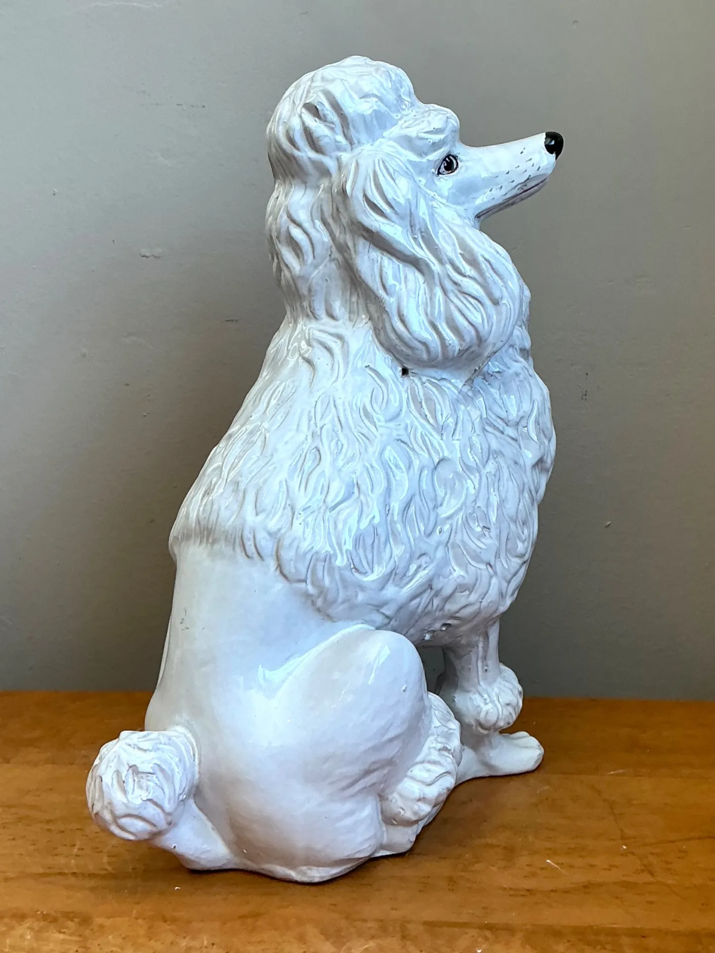 Vintage Italian White Ceramic Poodle Sculpture — additional photo 2