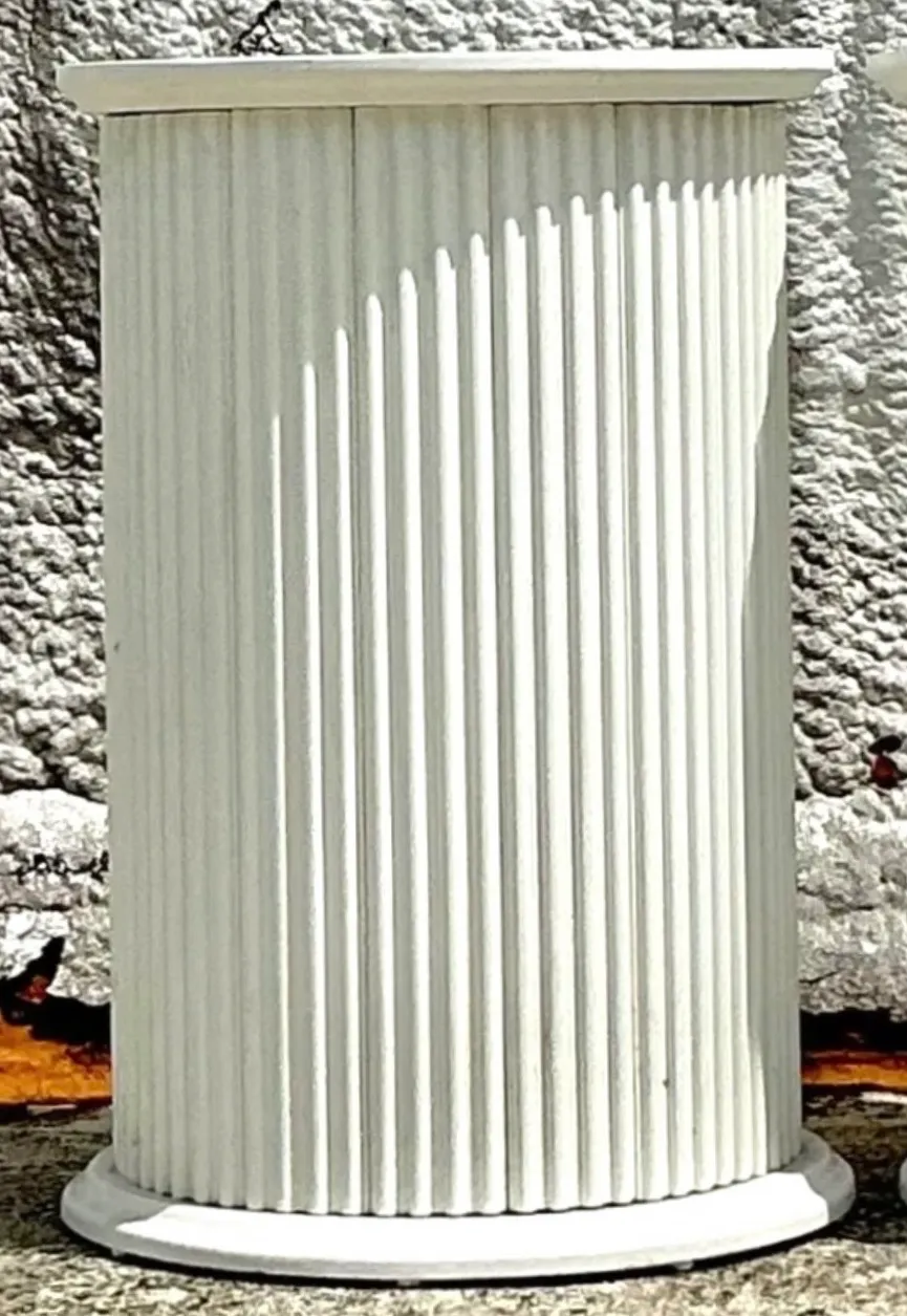 Vintage Boho Fluted Column Pedestals - a Pair - Oil Paint, 19.5W x 28.75H — additional photo 6